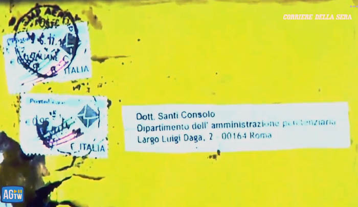 Busta esplosiva indirizzata al Capo DAP Santi Consolo