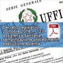 Decreto legislativo 2 ottobre 2018, n. 123: assistenza sanitaria, semplificazione procedimenti, esecuzione esterna